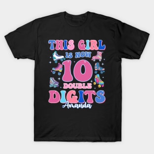 Double Digits 10 Birthday Tee Roller Birthday Tee Custom Birthday Girl Gift Rollin' into 10 T-Shirt